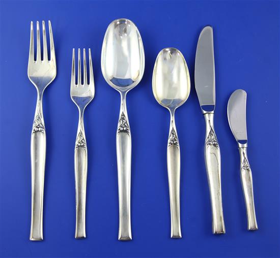 A 20th century Peruvian sterling silver canteen of cutlery by Camusso, weighable silver 185.5 oz.